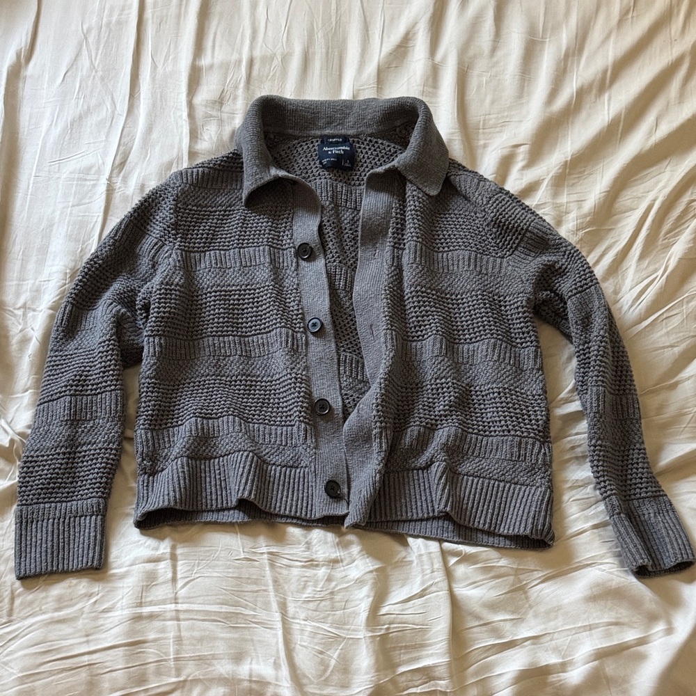 Abercrombie & Fitch Charcoal Button-Up Cardigan